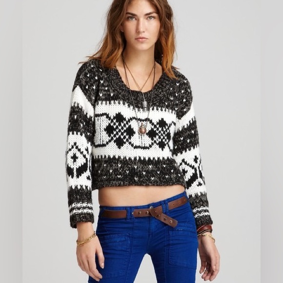 Free People Fair Isle Cropped Sweater - Picture 2 of 10